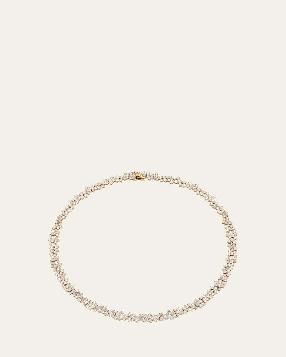 18K Yellow Gold Wide Cocktail Diamond Eternity Necklace